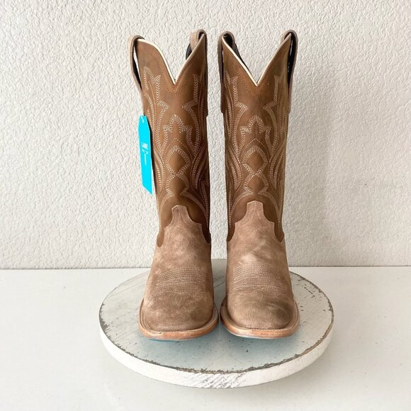 Lane SARATOGA Womens Square Toe Cowboy Boots 10 Latte Suede Western Cowgirl - Picture 5 of 11